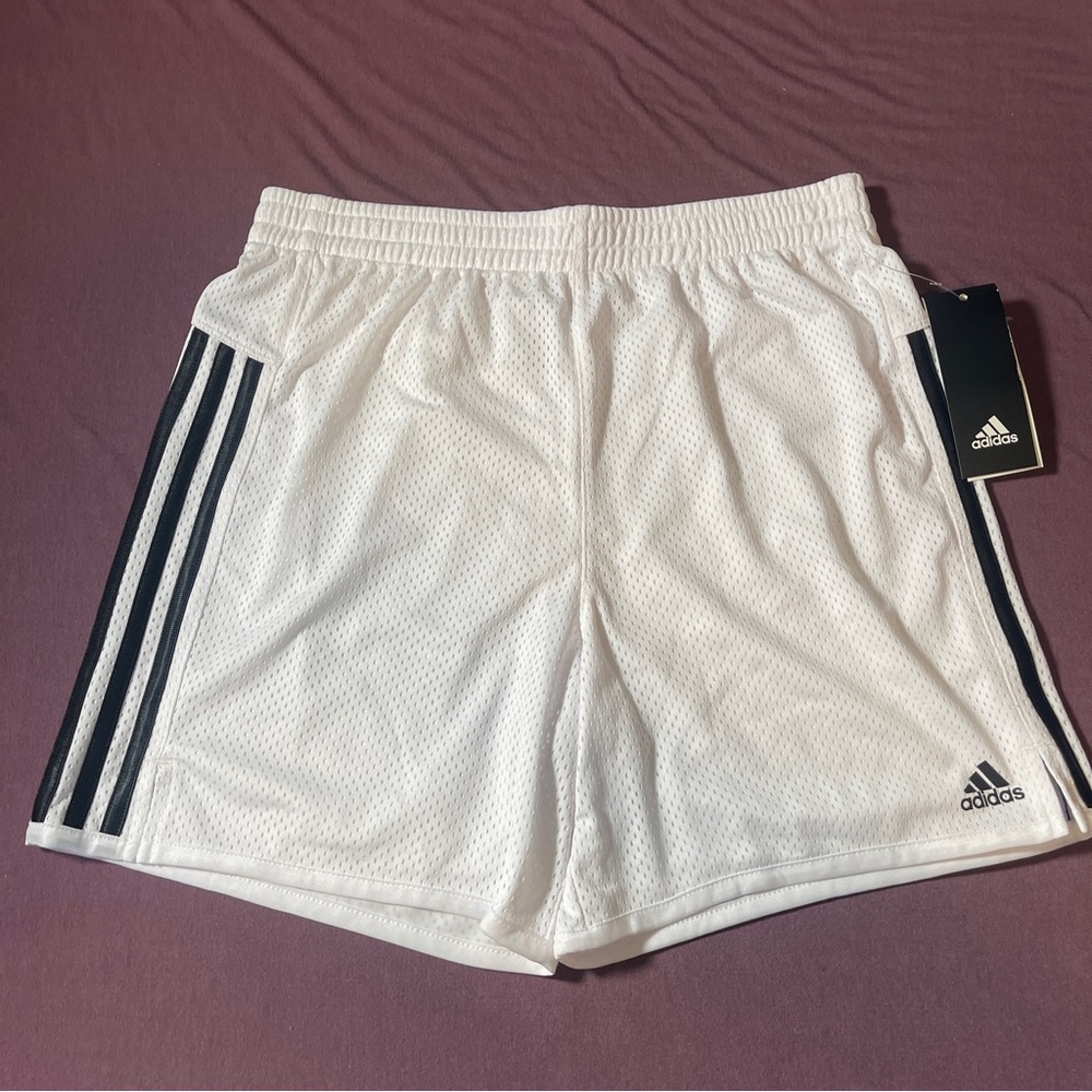 Adidas Ultimate Mesh Shorts 5" inseam White - Youth Girls Large (14) NWT